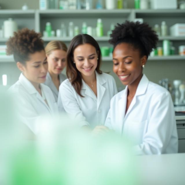 Equipo de Belleza Verde Naturals en laboratorio